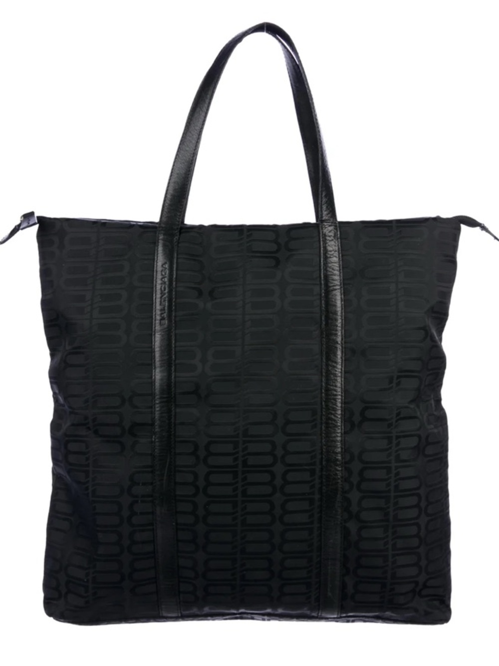 Balenciaga Black Logo Jacquard Shoulder Tote